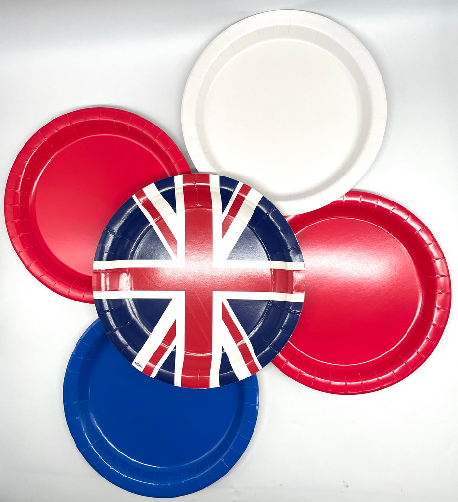 VE Day Union Jack Red white blue plates set of 40