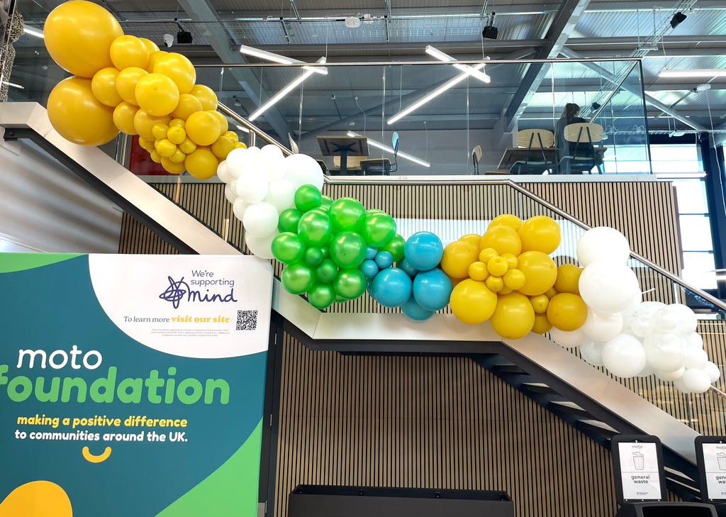 Corporate stair garland in brand colours