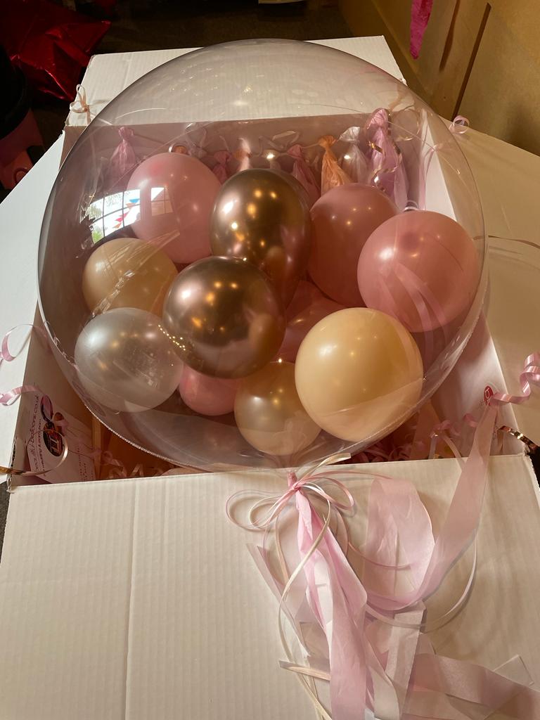 Clear Bubble Balloon filled with cute small Balloons in a Box