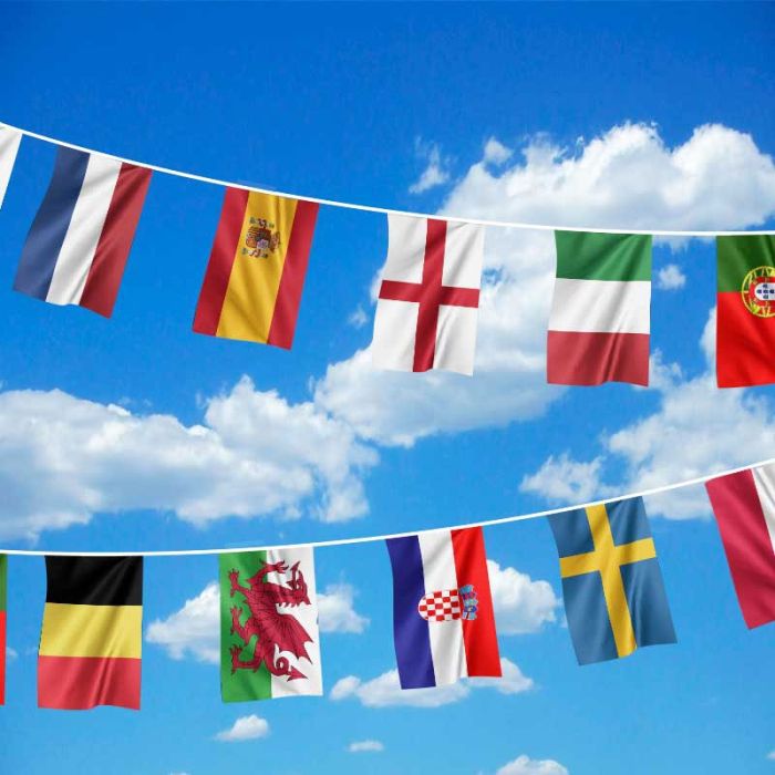 Eurovision song contest multi country fabric flags 8mt in length bunting