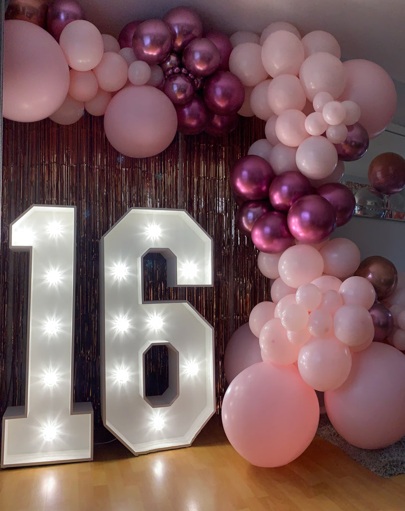 Light up 4 ft wooden numbers to hire white plug in collection and delivery 16