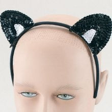 Sequin Cat Ears, Black and White