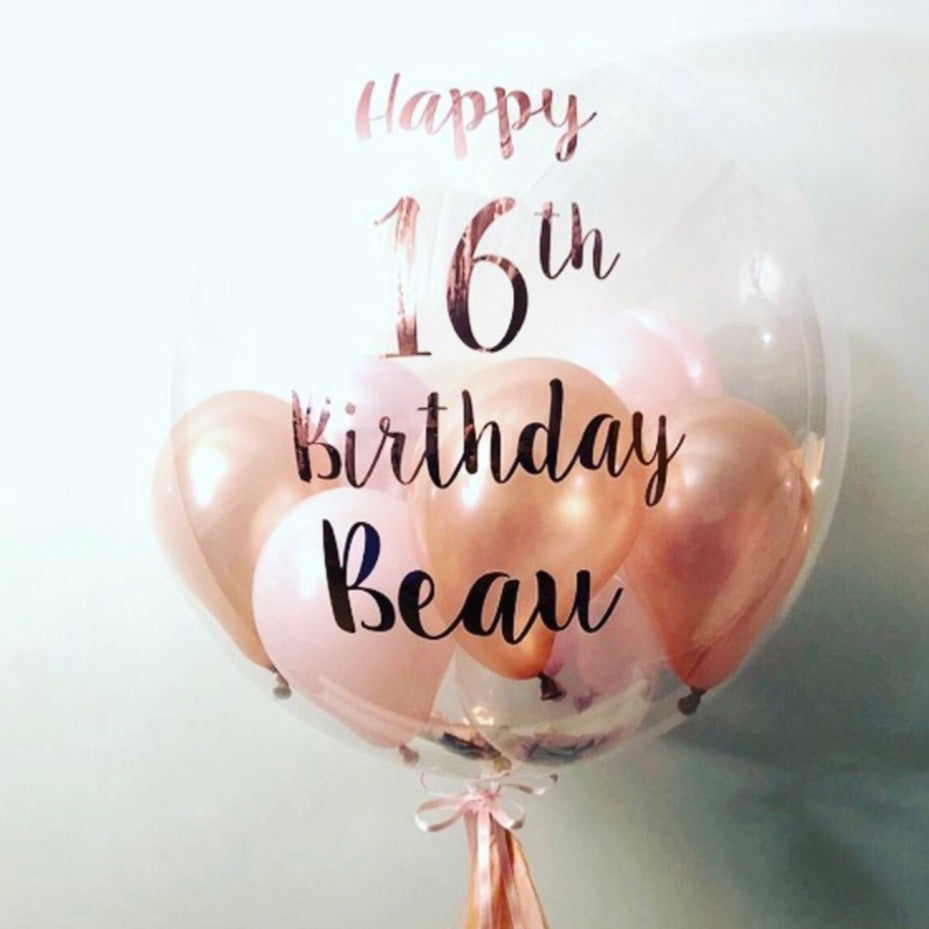 Personalised Vinyl Rose Gold Clear Bubble