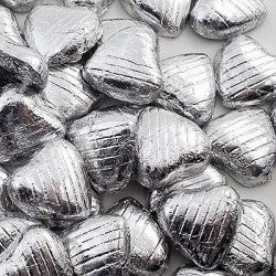 Chocolate Foil Wrapped Hearts Silver pkt. 100