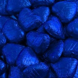 Chocolate Foil Wrapped Hearts Blue pkt. 100