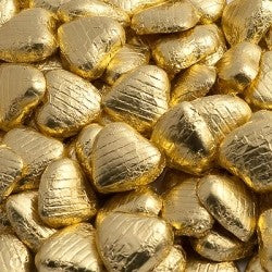 Chocolate Foil Wrapped Hearts Gold pkt. 100