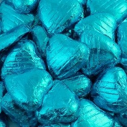 Chocolate Foil Wrapped Hearts Turquoise pkt. 100
