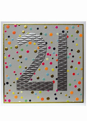 Polka Dot 21st Birthday Card