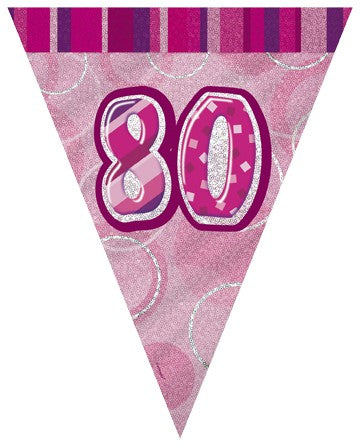 80th Pink Flag Banner