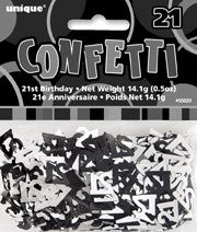 21st Black and Silver Foil Confetti