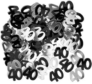 40th Black and Silver Foil Confetti