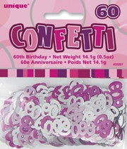 60th Pink Foil Confetti