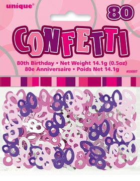 80th Pink Foil Confetti