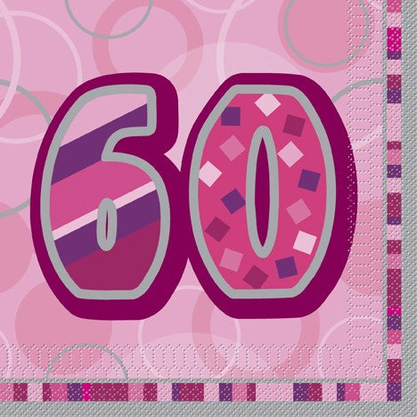 60th Pink Lunch Napkins