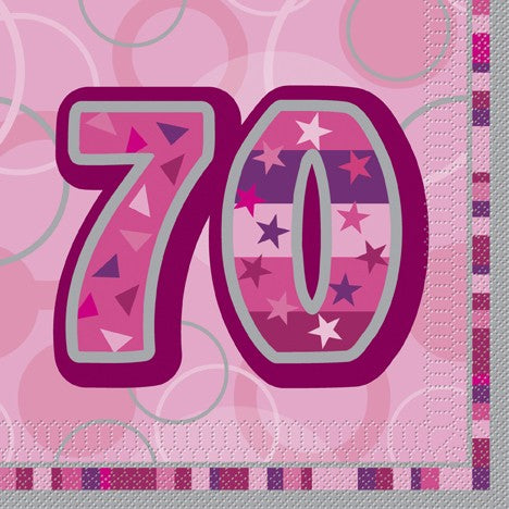 70th Pink Lunch Napkins