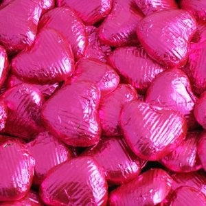 Chocolate Foil Wrapped Hearts Hot Pink pkt. 100