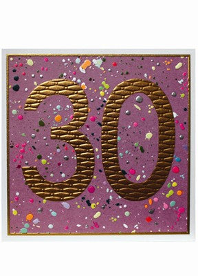 Purple Paint Splatter 30th Birthday Card