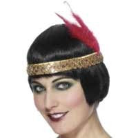 Charleston Sequined Headband With Feather