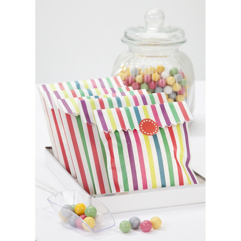 10 Multi Coloured Striped Treat Bags