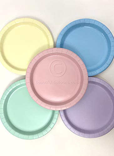40 x Pastel Rainbow Ice Cream Shade Paper Party Plates