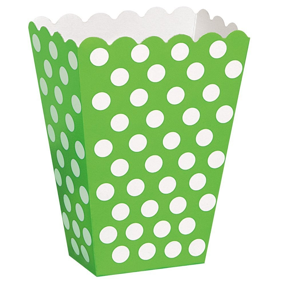 8 Polka Dot Treat Boxes (Green) With 8 Cellophane Bags