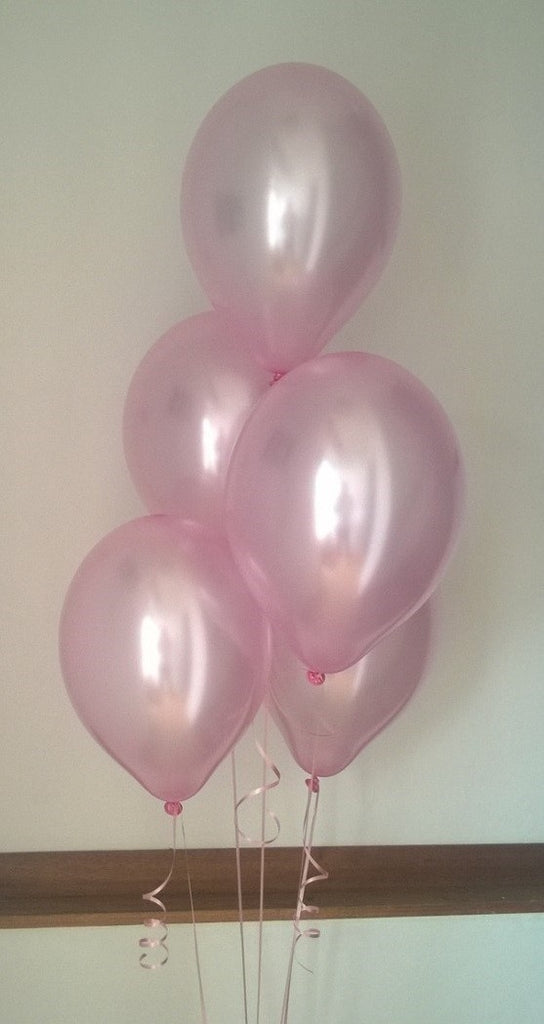 Peony Pink Pearlised Latex Balloons with Curling Ribbon