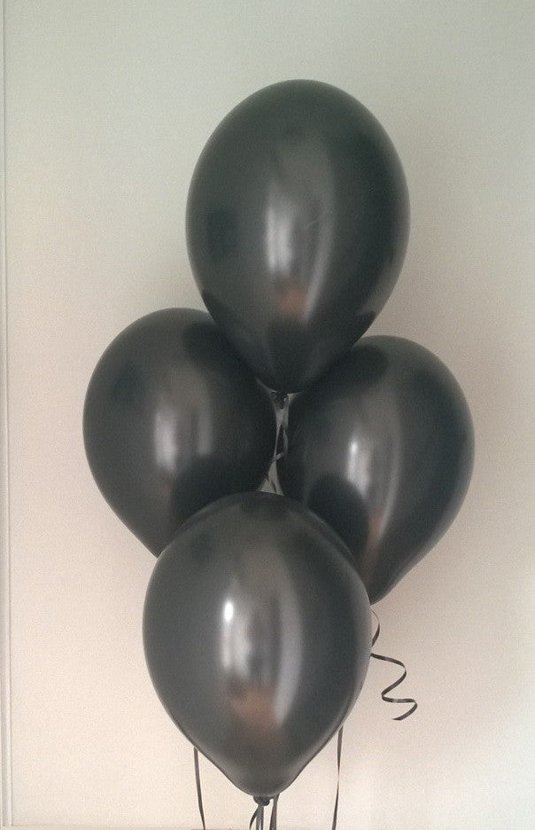 Midnight Black Pearlised Latex Balloons with Curling Ribbon