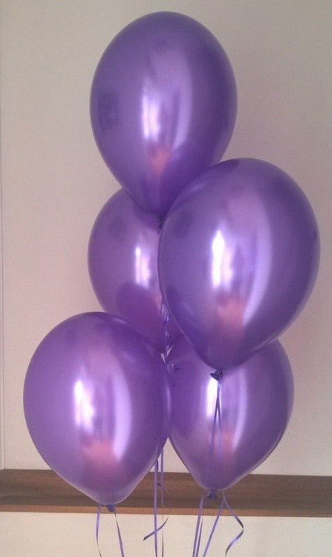 Regal Purple Pearlised Latex Balloons with Curling Ribbon