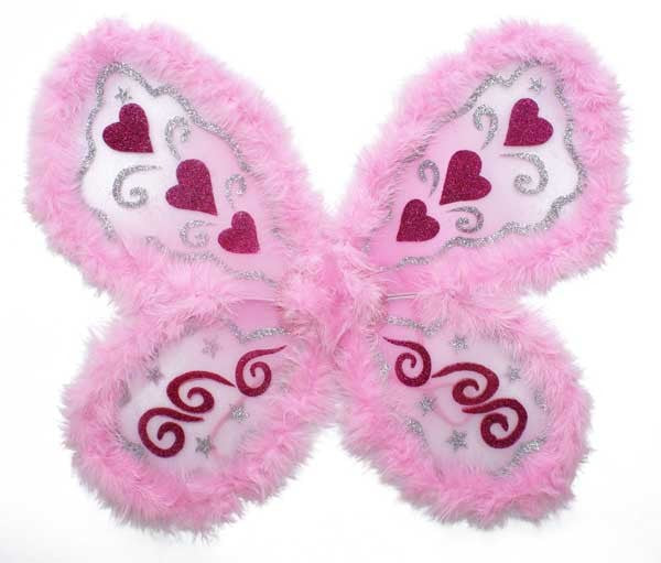 Wings - Pink Hearts and Glitter with Matching Marabou Edge