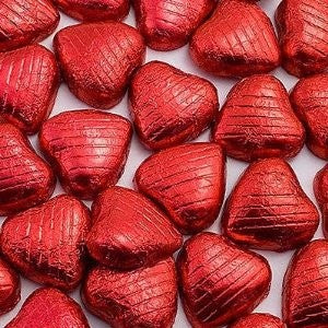 Chocolate Foil Wrapped Hearts Red Valentines pkt. 100