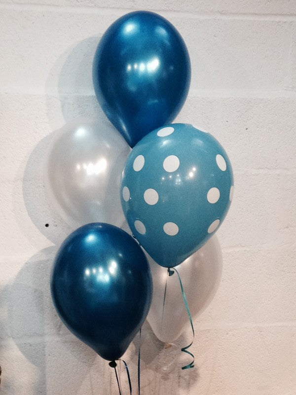 Pearlised Balloons, Blue Spotty, Blue and White (Helium Quality)
