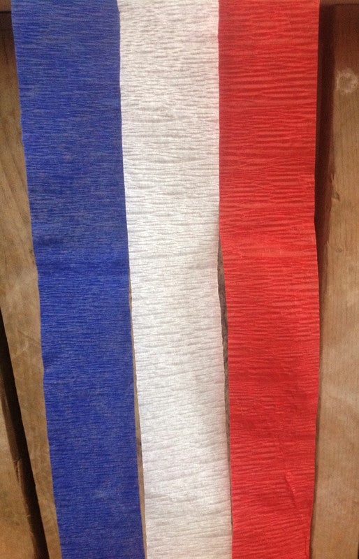 Crepe Paper Union Jack -American -French Kit - Royal Blue, Red & White!