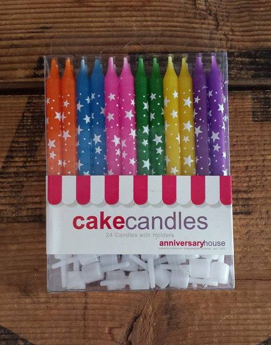 24x Rainbow Star Cake Candles