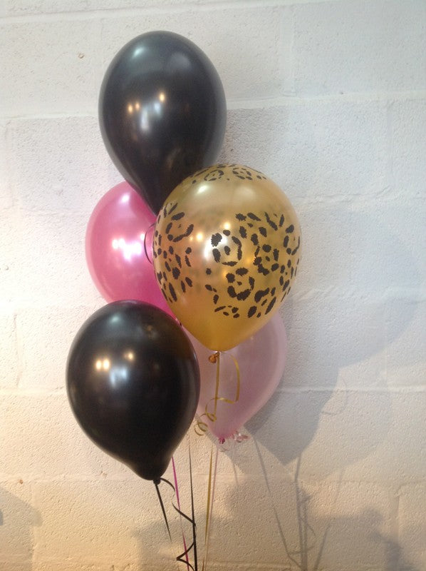 Leopard Print Black, Hot Pink & Pale Pink UNFILLED  Pearlised Latex Balloons (Helium Quality)