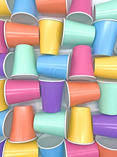 35 x Pastel Rainbow Paper Party Cups