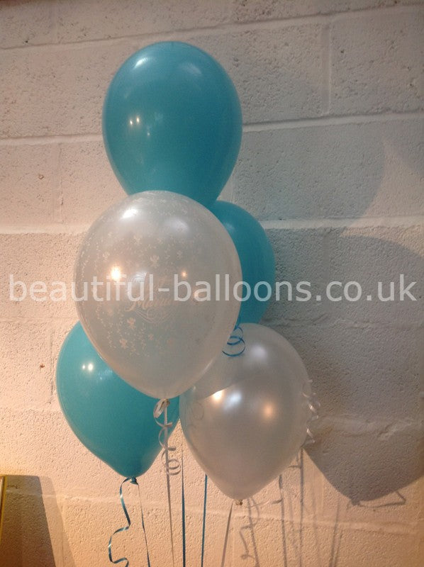 Caribbean Turquoise 'Just Married' Pearlised Balloons Wedding Range (Helium Quality)