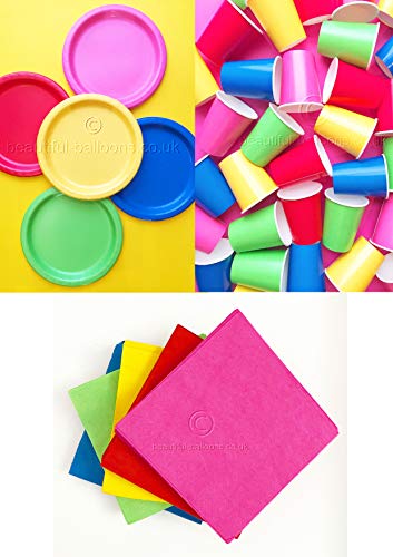 Bright Rainbow Party Kit - Cups, Napkins and Plates! complete kit