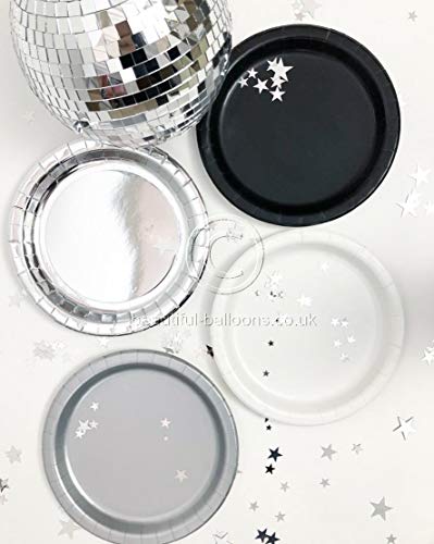 40 x Black, Silver & White Stylish and Chic Paper Party Plates