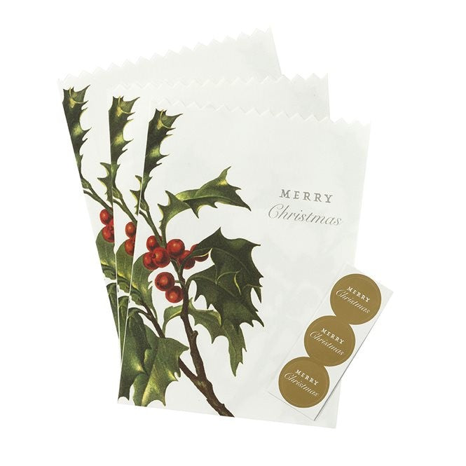 Botanical Christmas Holly Treatbags & Stickers!