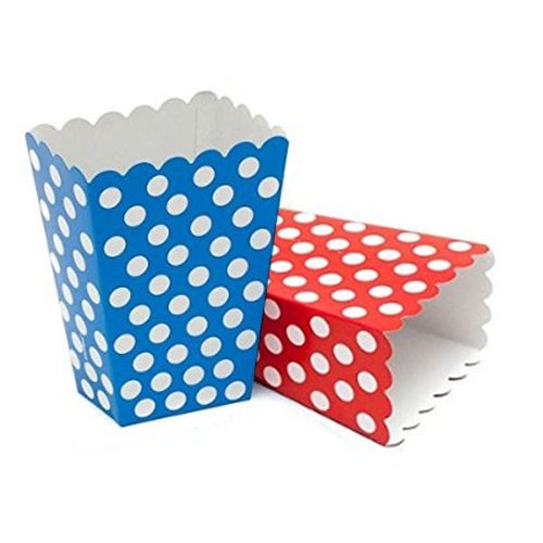30 - Superhero 'Blue & Red' - Polka Dot Treatboxes with 30 Cellophane Bags