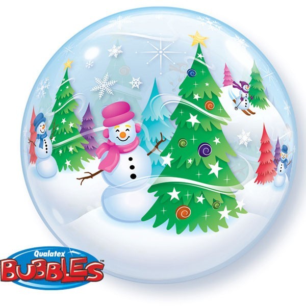Trees & Snowmen Bubble Balloon with Fairy Lights