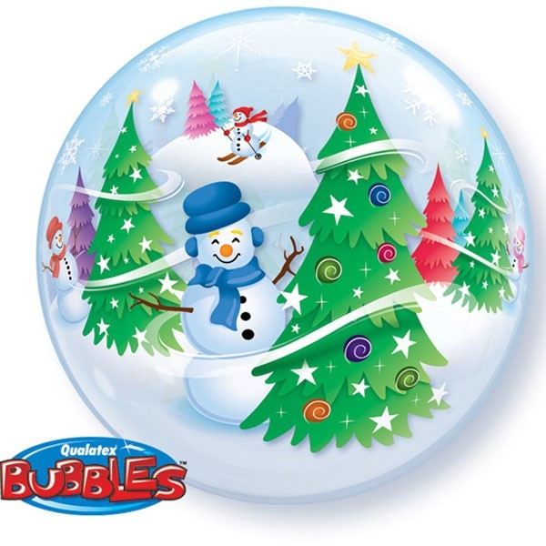 Trees & Snowmen Bubble Balloon with Fairy Lights