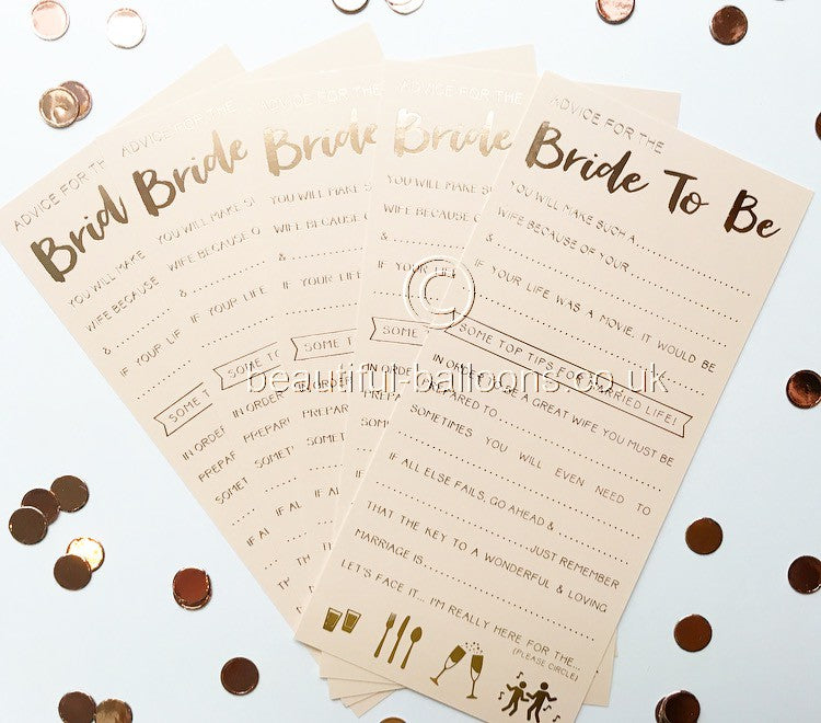 Pink And Rose Gold Advice For The Bride To Be Cards - Team Bride