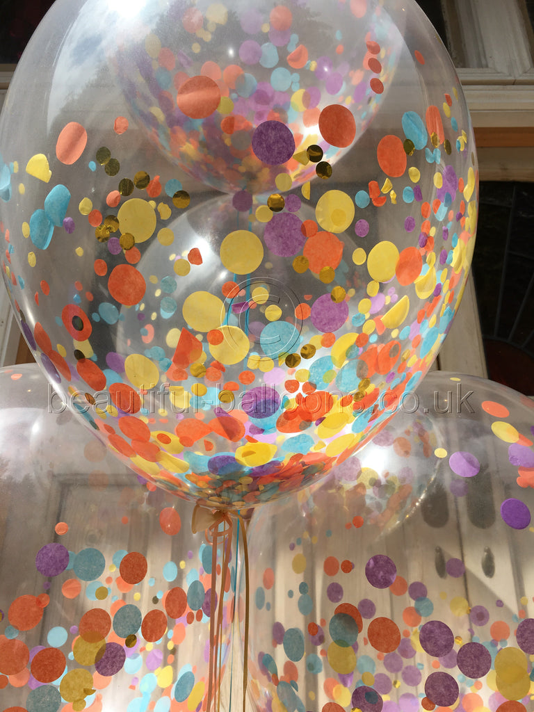 5 x 16" Rainbow Confetti Filled Balloons