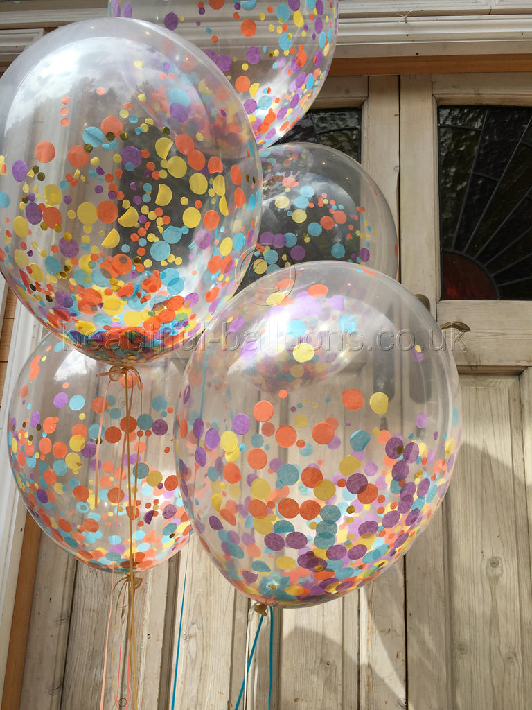 5 x 16" Rainbow Confetti Filled Balloons