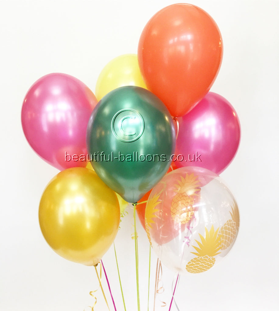 Pineapple Fiesta Shade Range UNFILLED  Latex Balloons - Tropical Party!