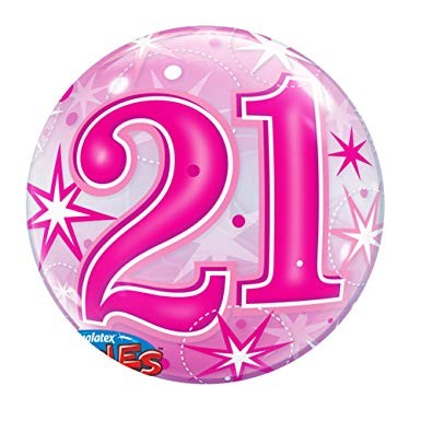 21st Birthday Clear Pink Balloon