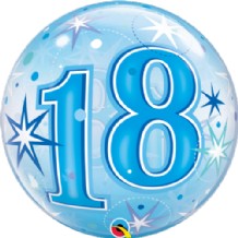 Birthday Clear Blue Balloon Bubble