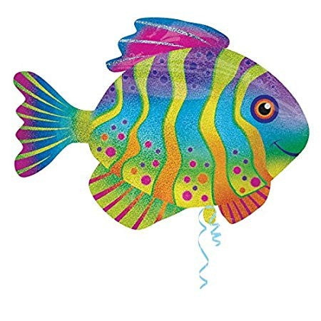 Colourful Fish Shaped Holographic Supershape Foil Balloon