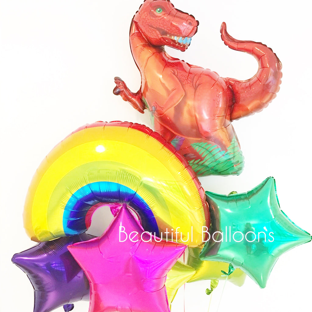 Rainbow and Dino Foil Bunch of Balloons